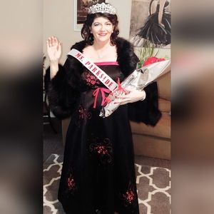 Red and Black Dress / Gown with Corset ties in back